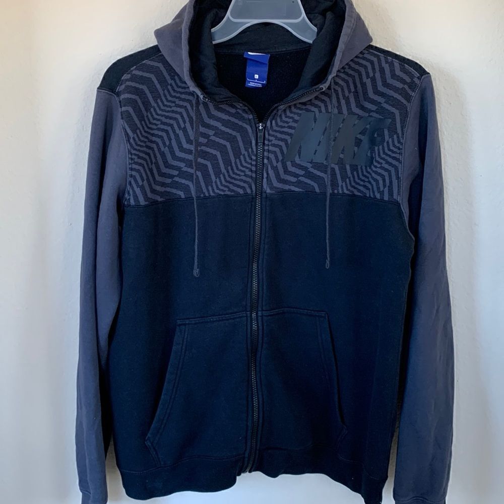 Nike Sweatshirt Vintage Hoodie Zip Up Black Y2k Size Mens‎ Large
